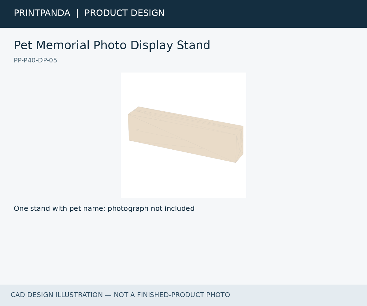 Pet Memorial Photo Display Stand — CAD design illustration