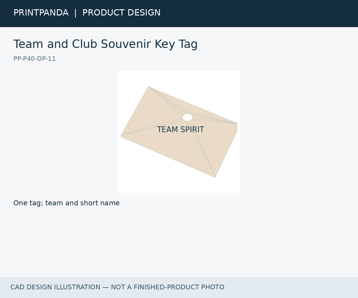Team and Club Souvenir Key Tag — CAD design illustration