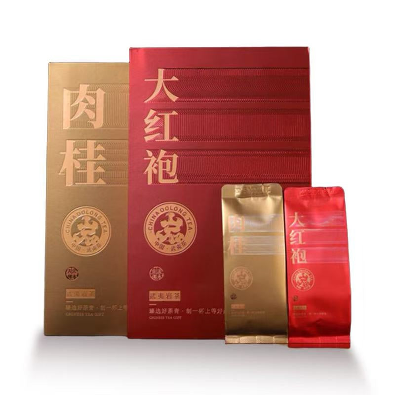 Da Hong Pao and Rou Gui gift boxes with individual tea sachets