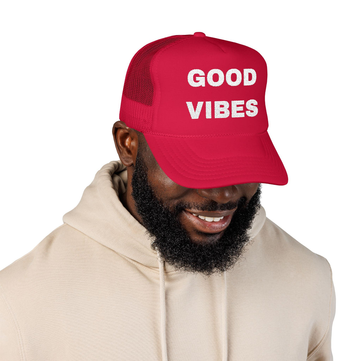 Good Vibes Embroidered Trucker Hat – Dark — product photo