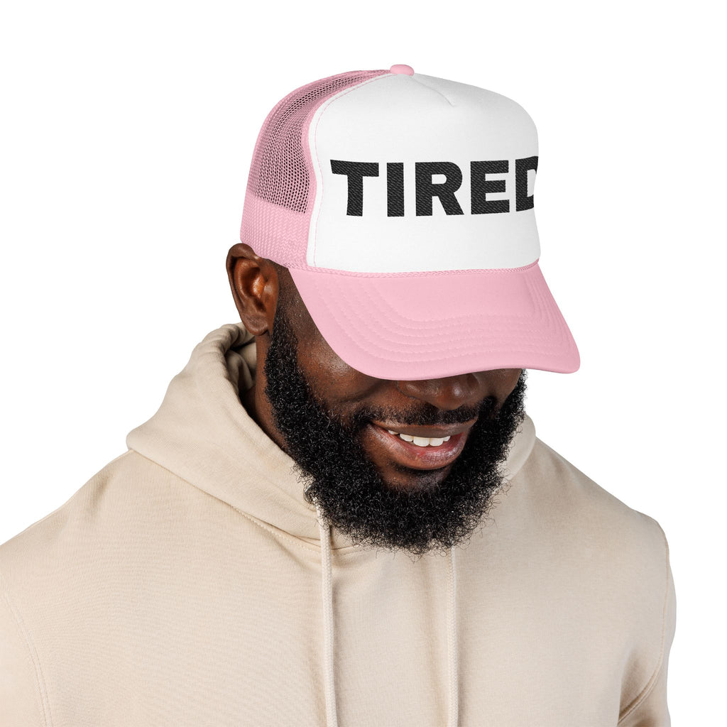 Tired Embroidered Trucker Hat – Light — product photo