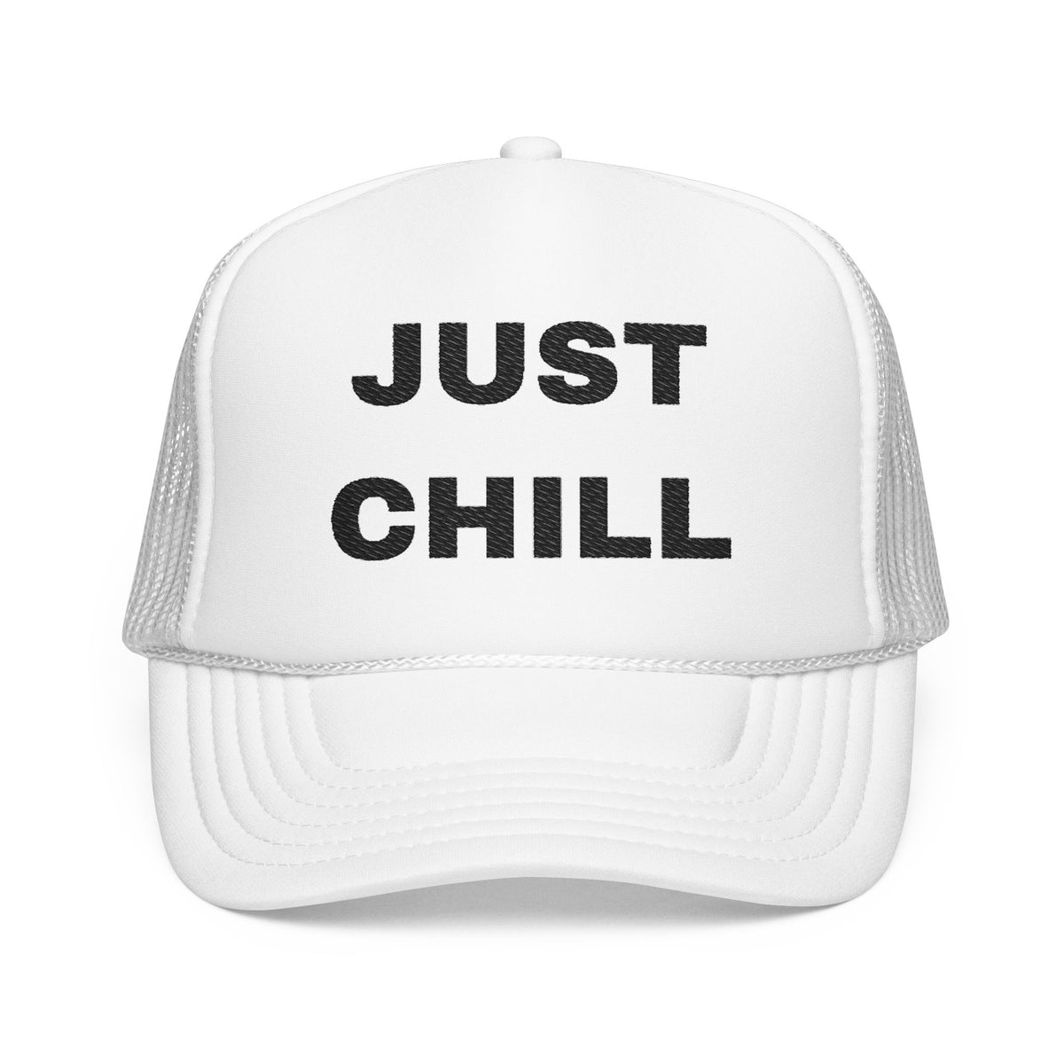 Just Chill Embroidered Trucker Hat – Light — product photo
