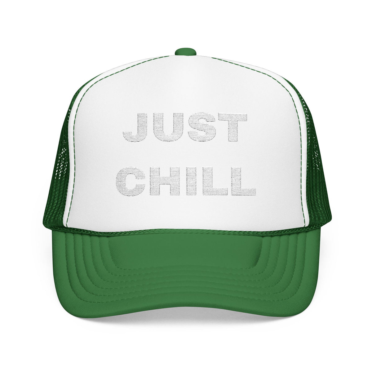 Just Chill Embroidered Trucker Hat – Dark — product photo