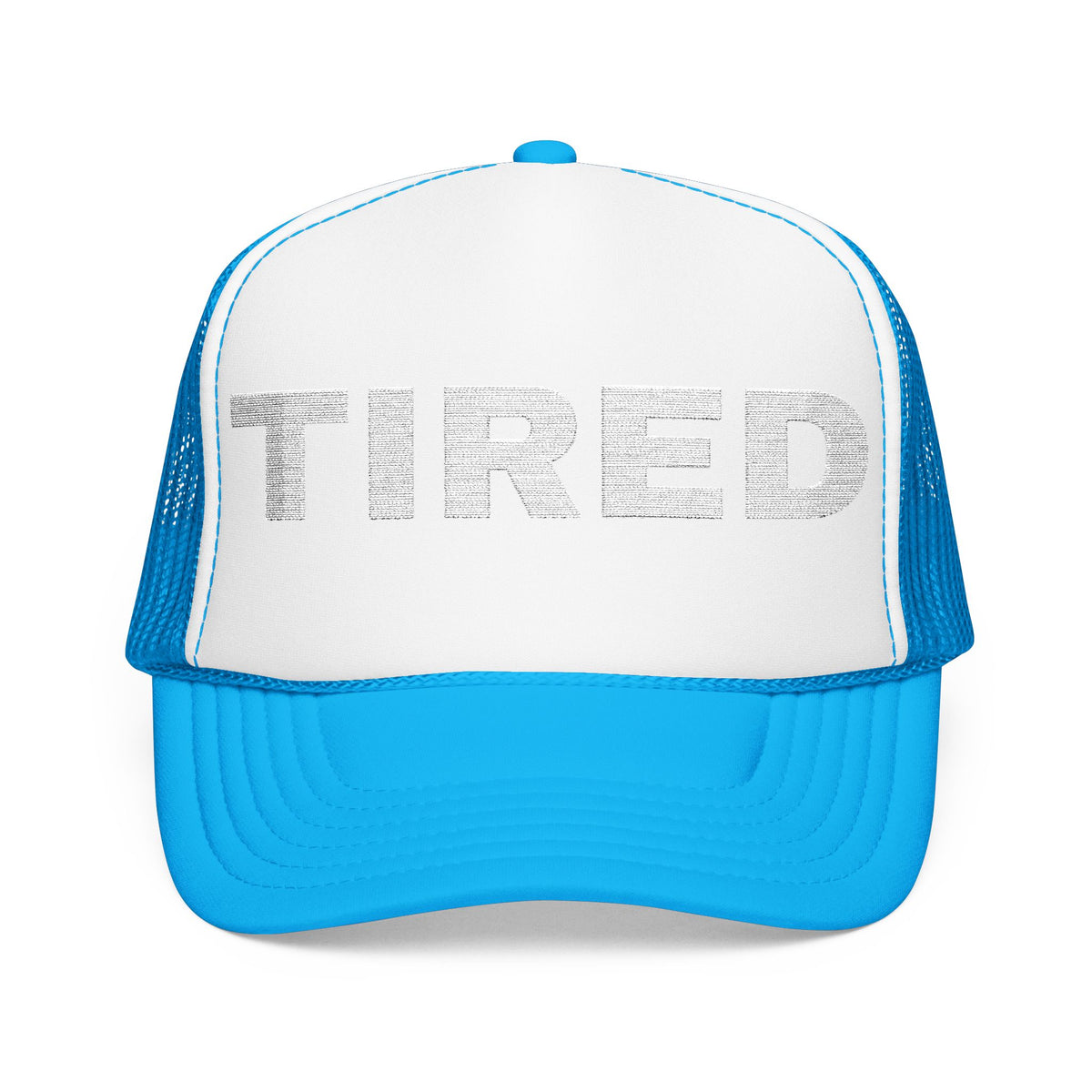 Tired Embroidered Trucker Hat — dark-color product photo