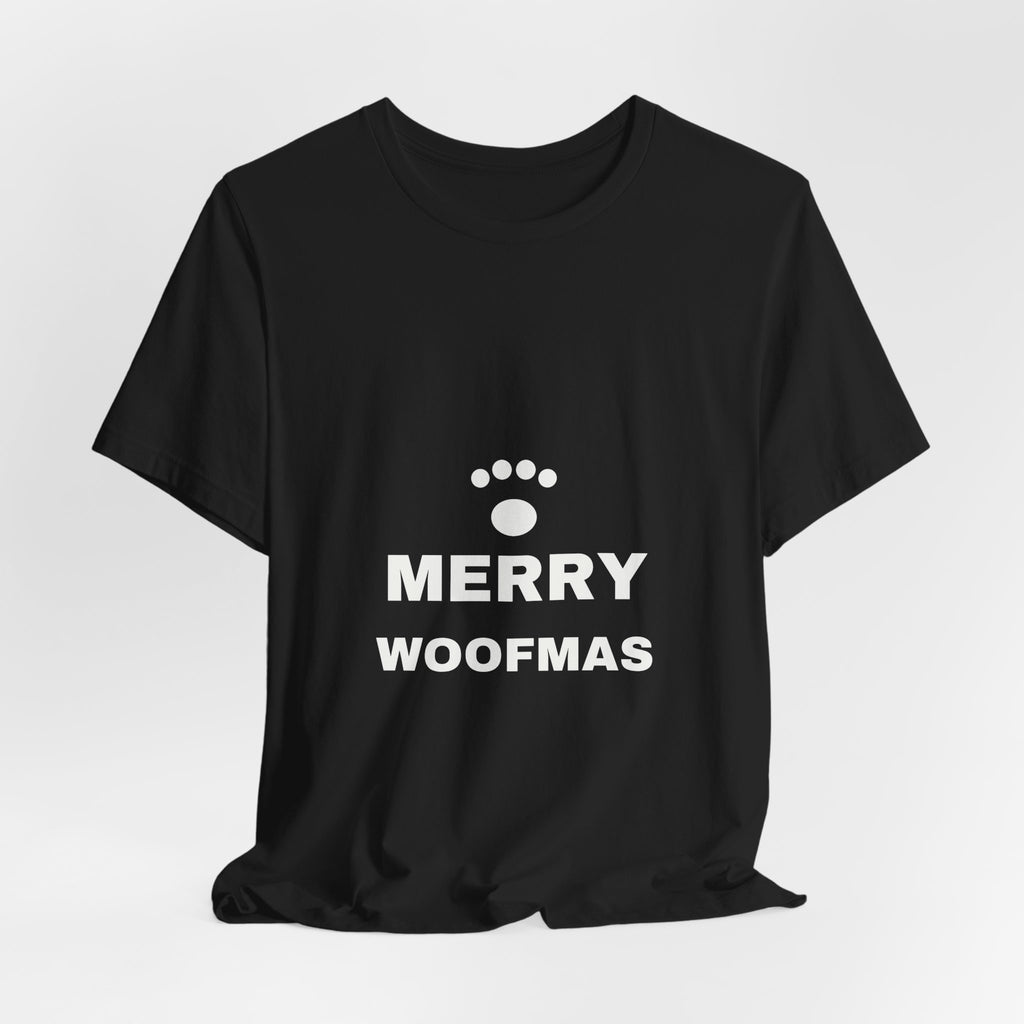 PRINTPANDA Merry Woofmas T-Shirt - Black or Red, S-2XL, Printed to Order