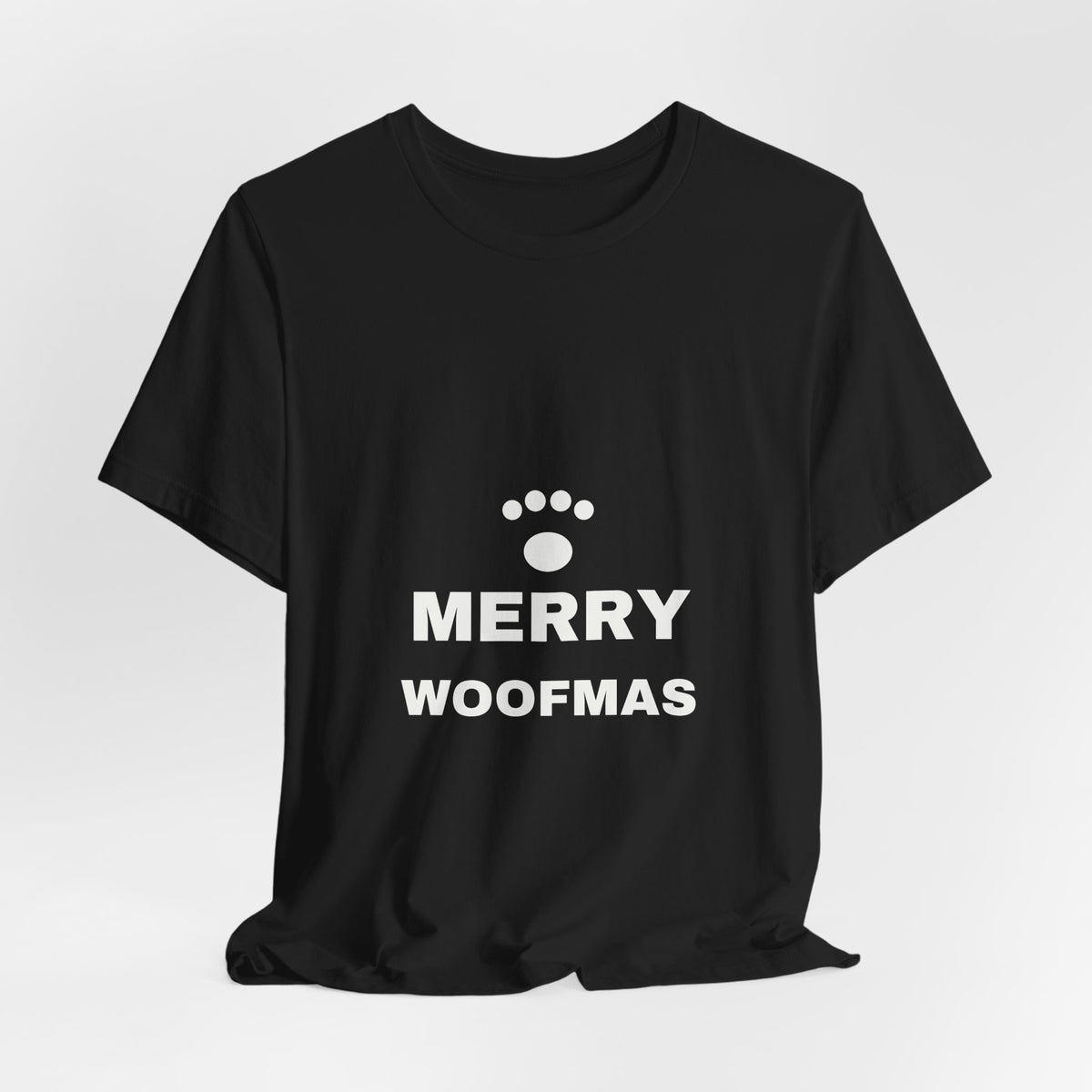PRINTPANDA Merry Woofmas T-Shirt - Black or Red, S-2XL, Printed to Order
