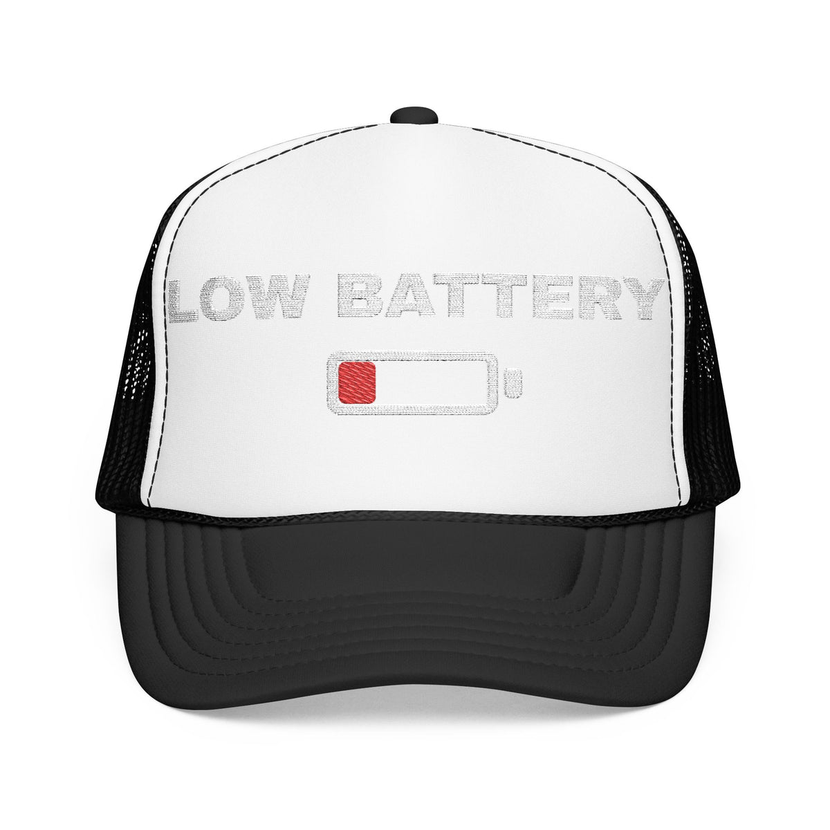 Low Battery Embroidered Trucker Hat — product photo