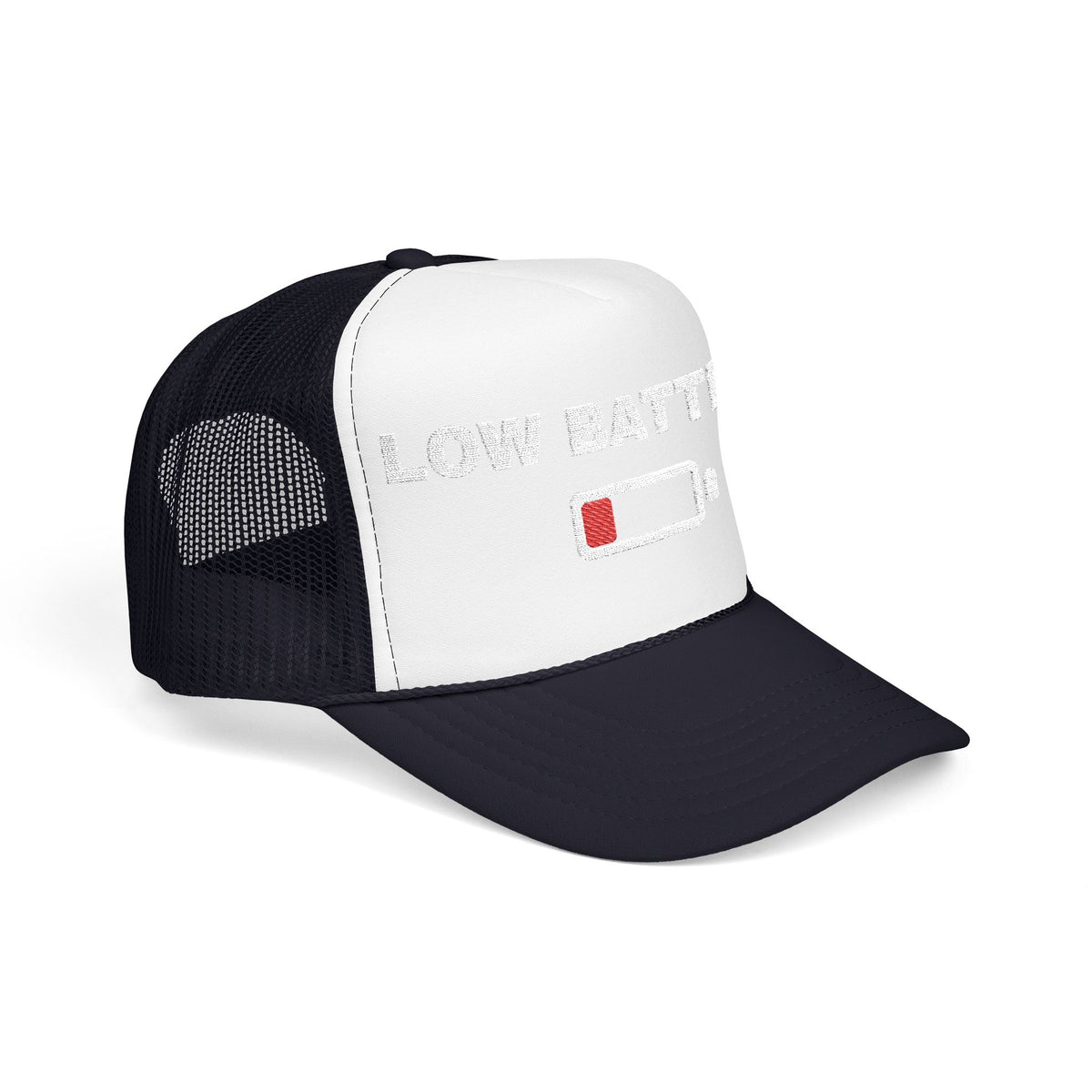 Low Battery Embroidered Trucker Hat — product photo
