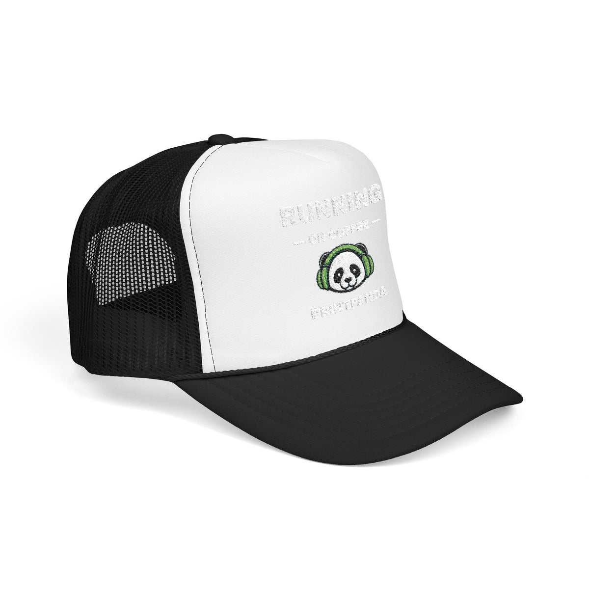 PRINTPANDA Running on Coffee Trucker Hat - One Size, Dark Colors, Embroidered