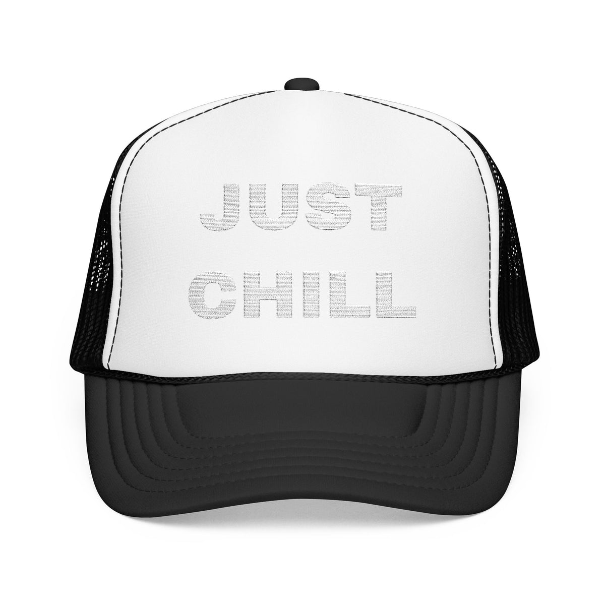 Just Chill Embroidered Trucker Hat – Dark — product photo