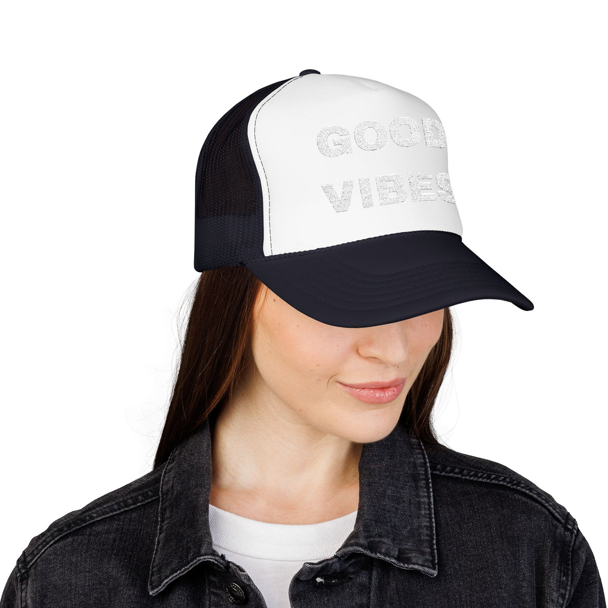 Good Vibes Embroidered Trucker Hat – Dark — product photo