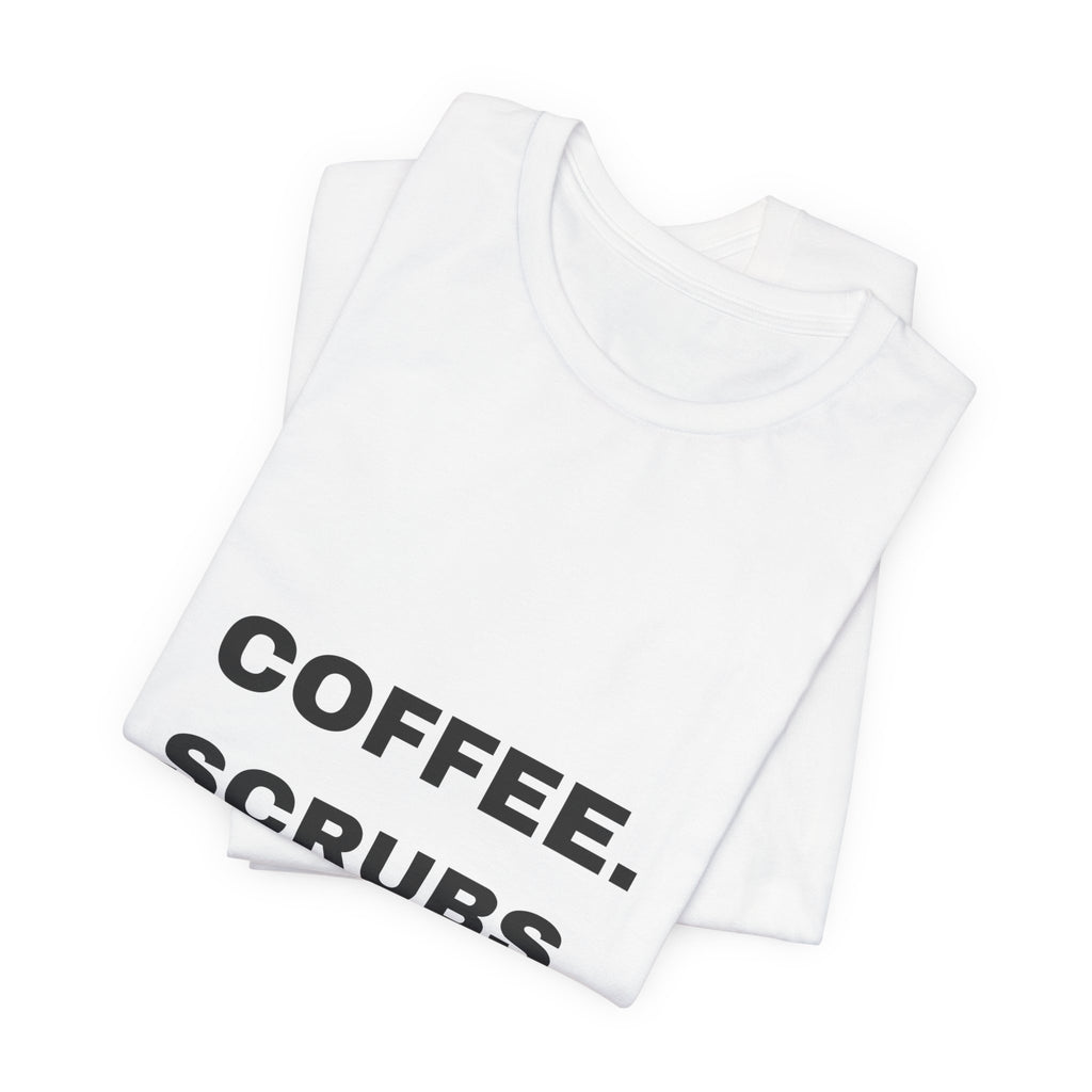 PRINTPANDA Coffee Scrubs Repeat T-Shirt - Black or White, S-2XL, Printed to Order