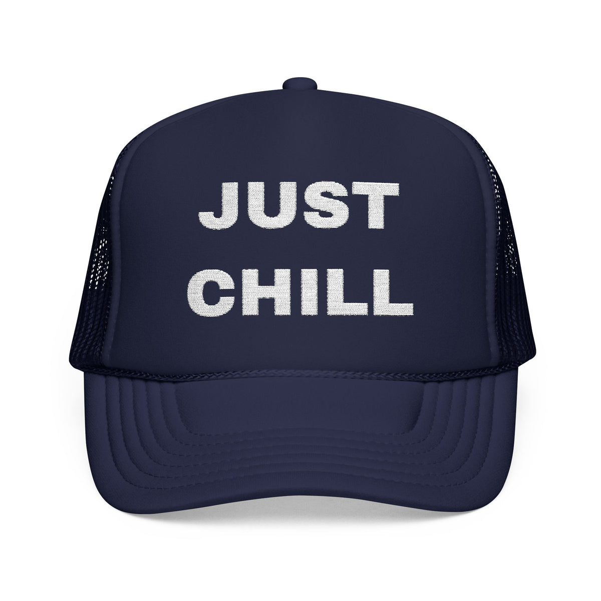 Just Chill Embroidered Trucker Hat – Dark — product photo