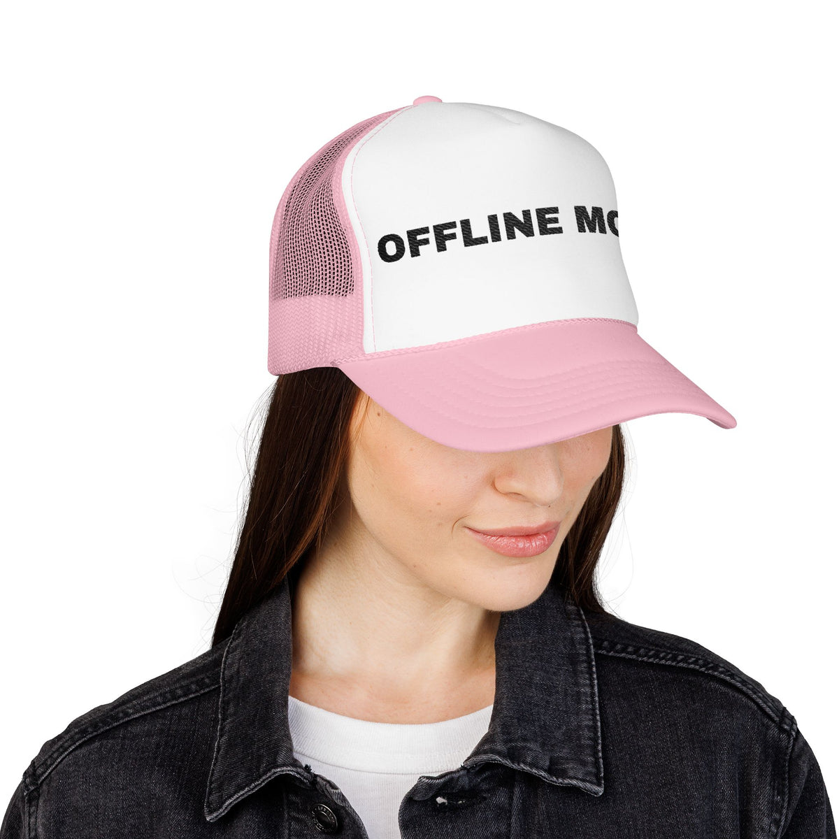 Offline Mode Embroidered Trucker Hat – Light — product photo