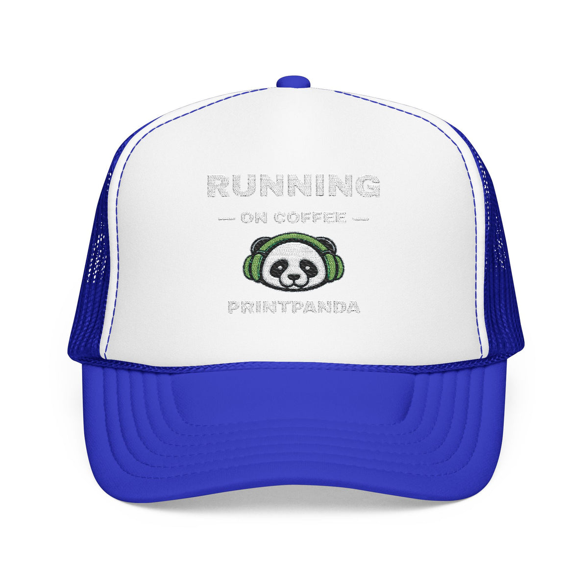 PRINTPANDA Running on Coffee Trucker Hat - One Size, Dark Colors, Embroidered