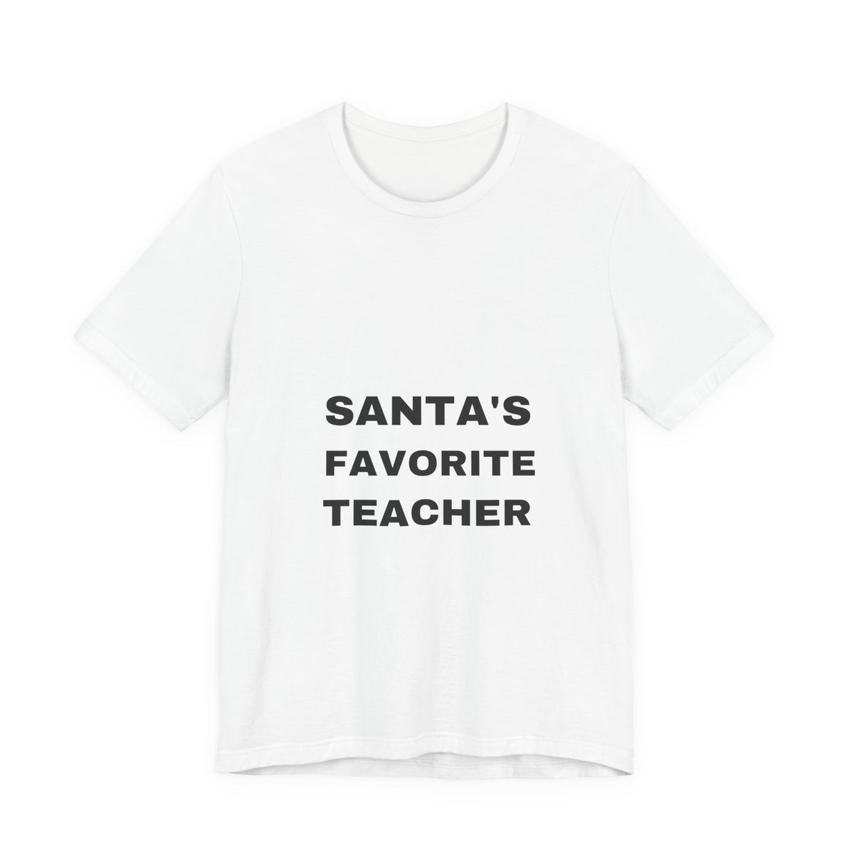 PRINTPANDA Santa's Favorite Teacher T-Shirt - White, S-2XL, Printed to Order