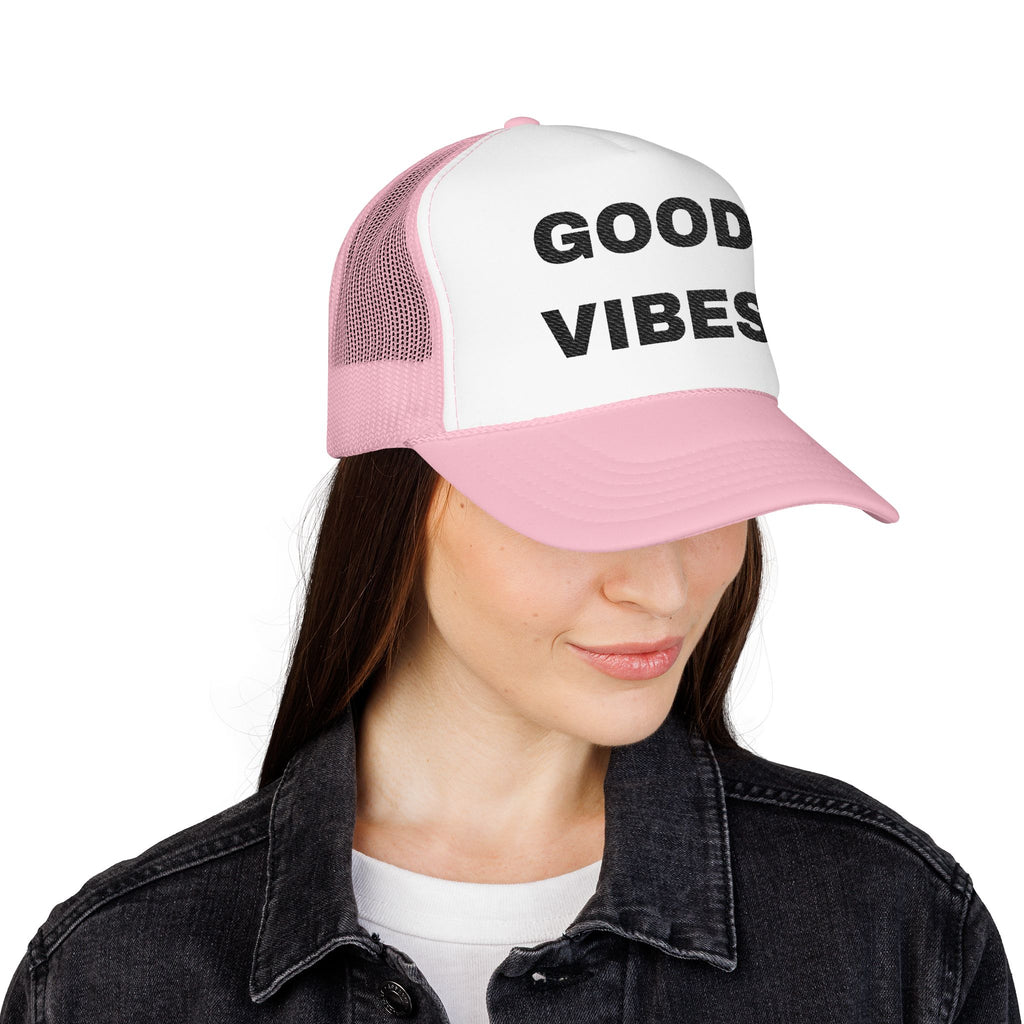 Good Vibes Embroidered Trucker Hat – Light — product photo