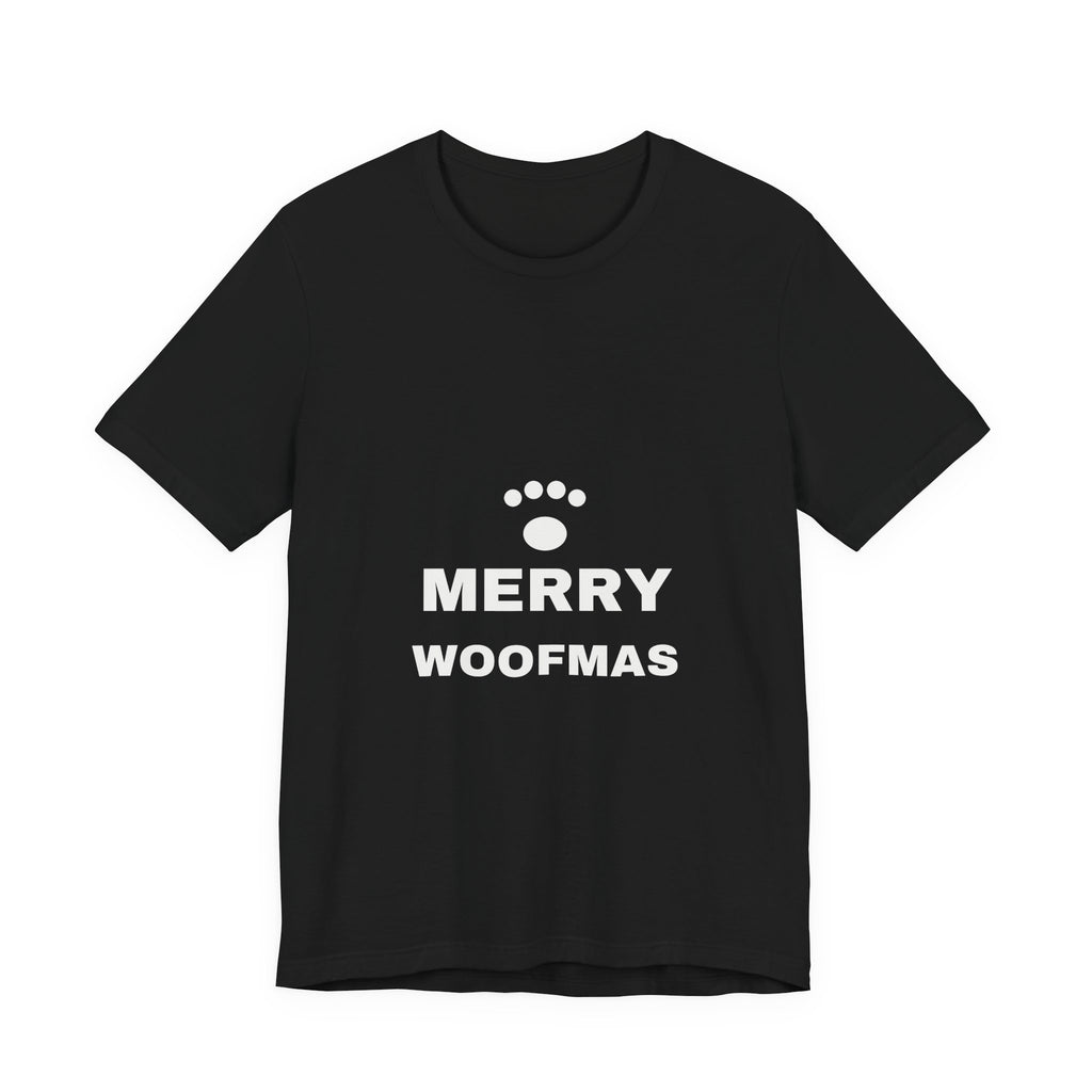 PRINTPANDA Merry Woofmas T-Shirt - Black or Red, S-2XL, Printed to Order