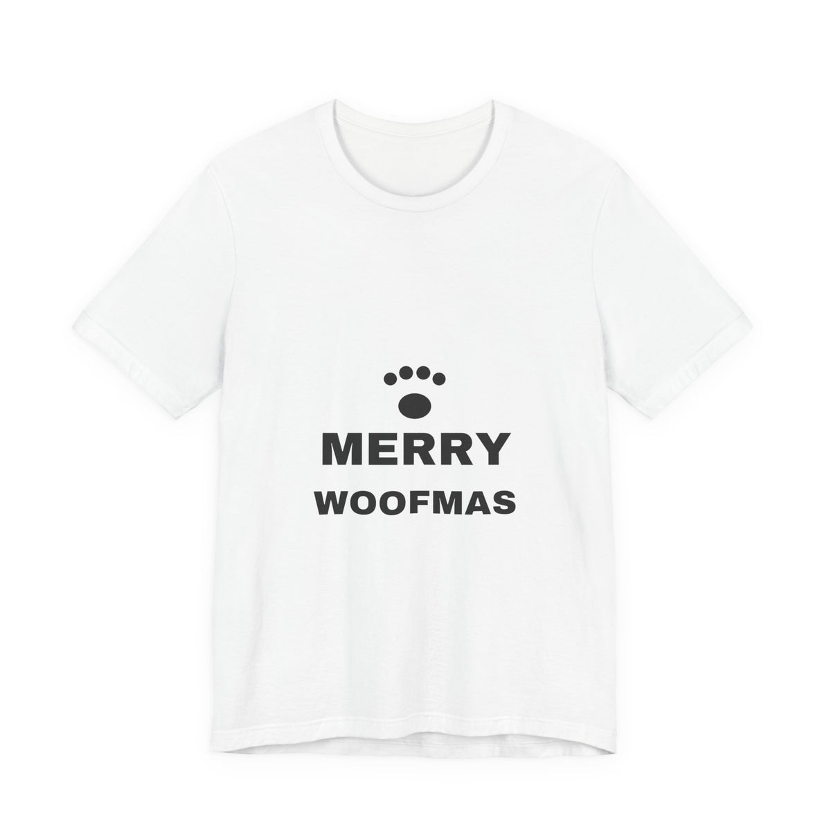 PRINTPANDA Merry Woofmas T-Shirt - White, S-2XL, Printed to Order