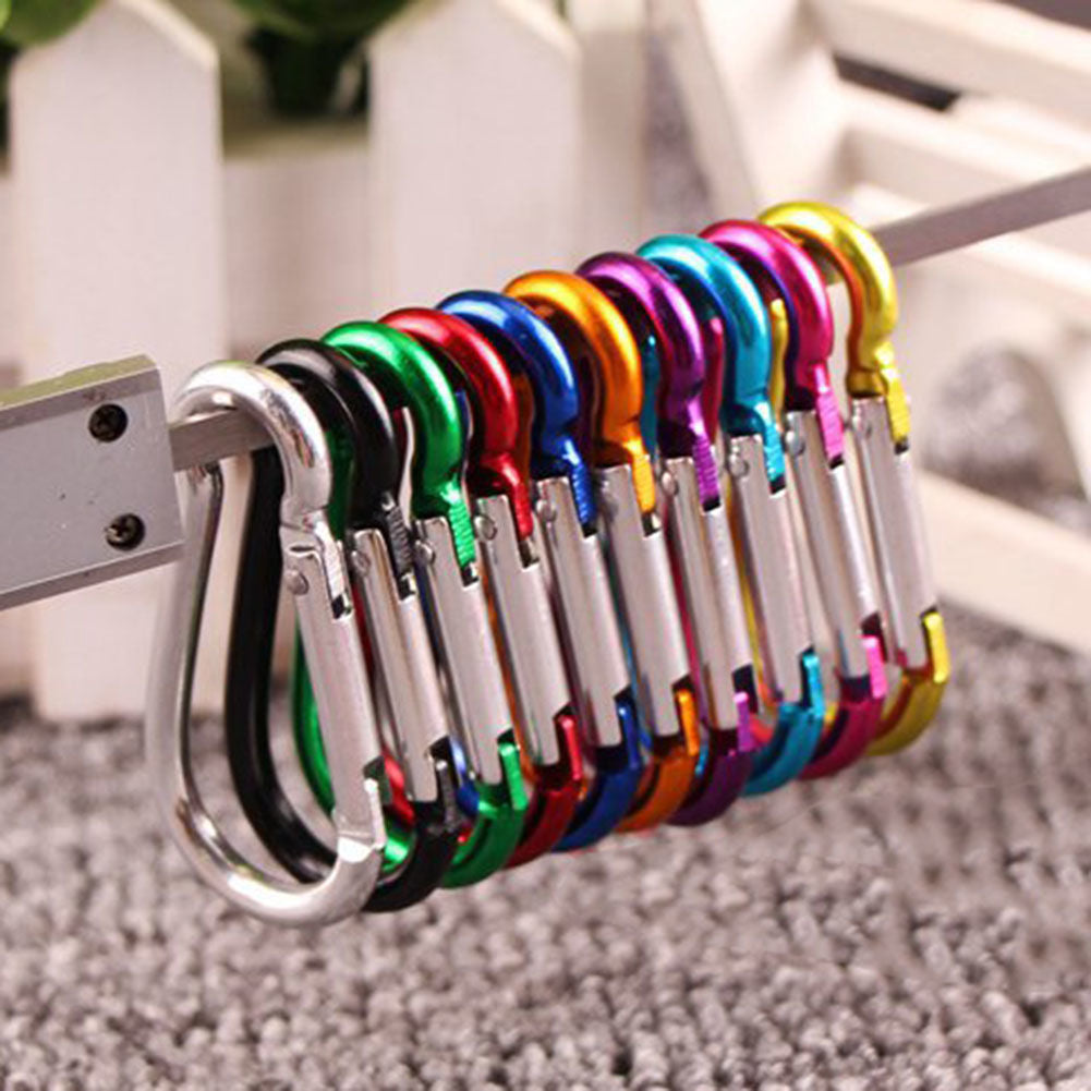 10 mini aluminum accessory clips in assorted colors, not for climbing