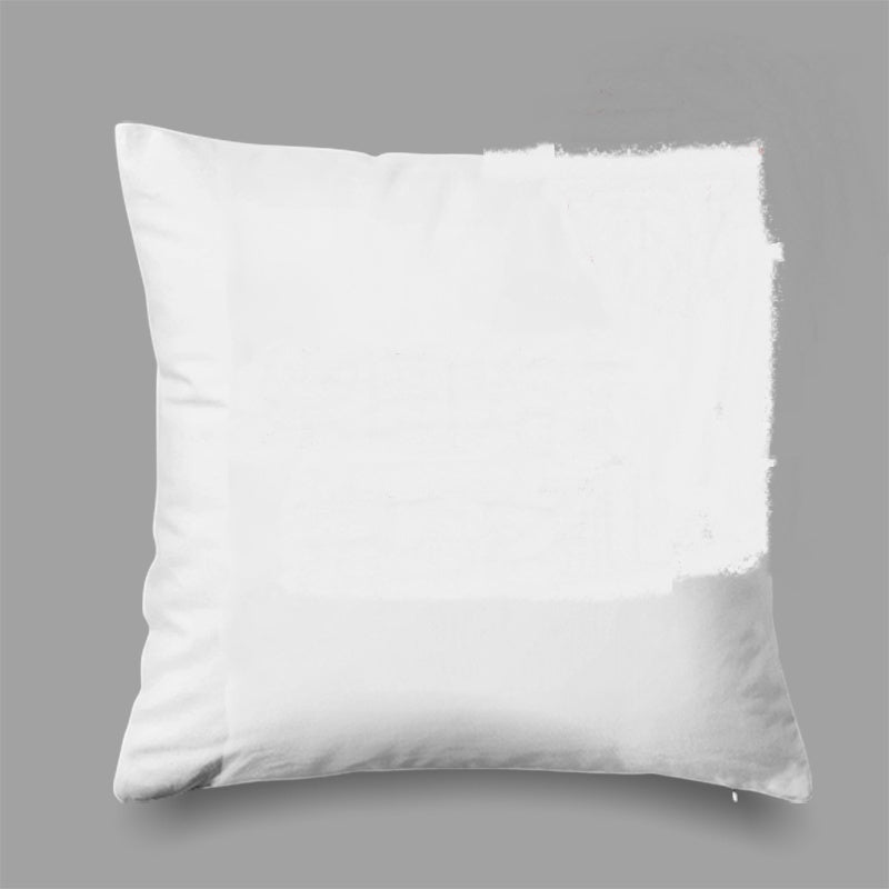 White pillow-cover example with a large white masked area on its front, against a gray background.