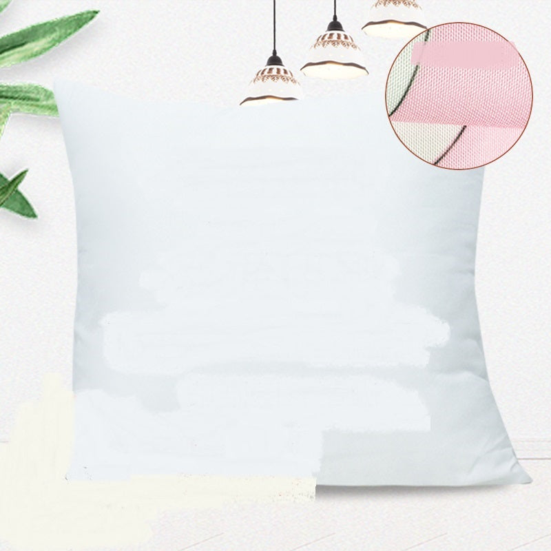 White pillow-cover template with masked artwork and a pink fabric-detail inset.