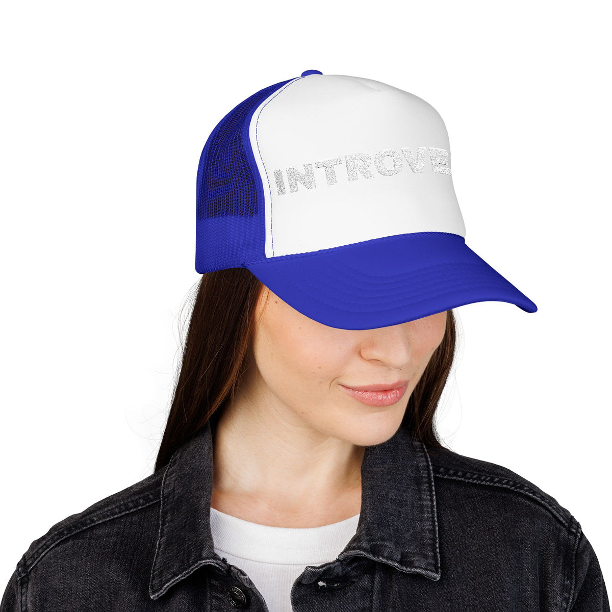 Introvert Embroidered Trucker Hat – Dark — product photo