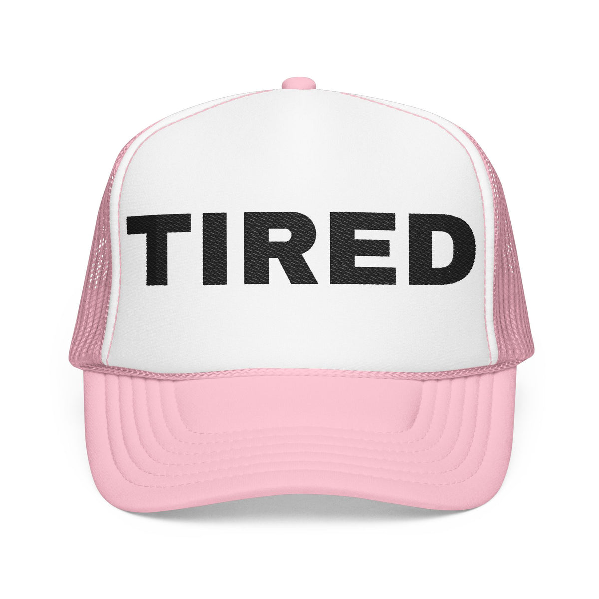 Tired Embroidered Trucker Hat – Light — product photo