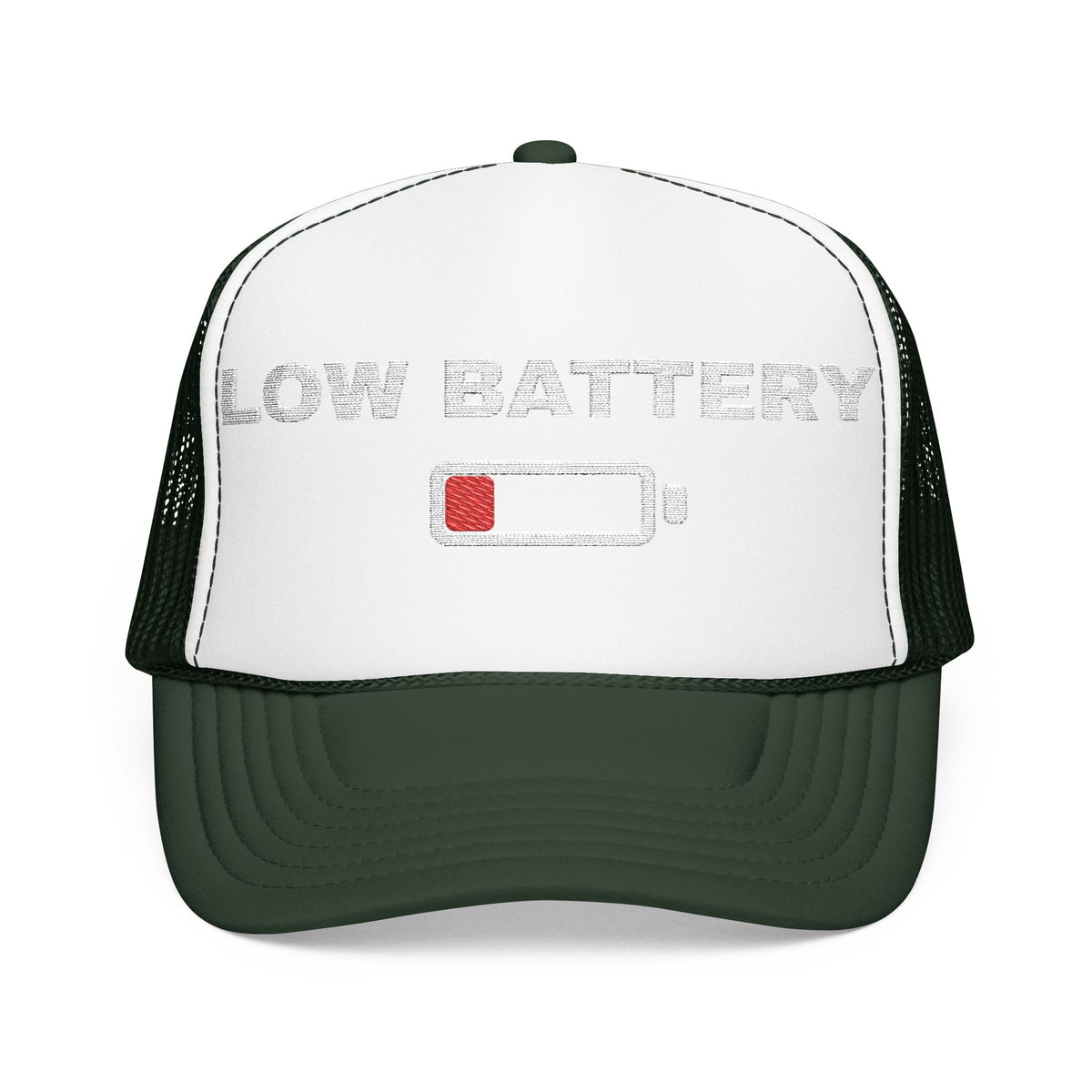 Low Battery Embroidered Trucker Hat — product photo