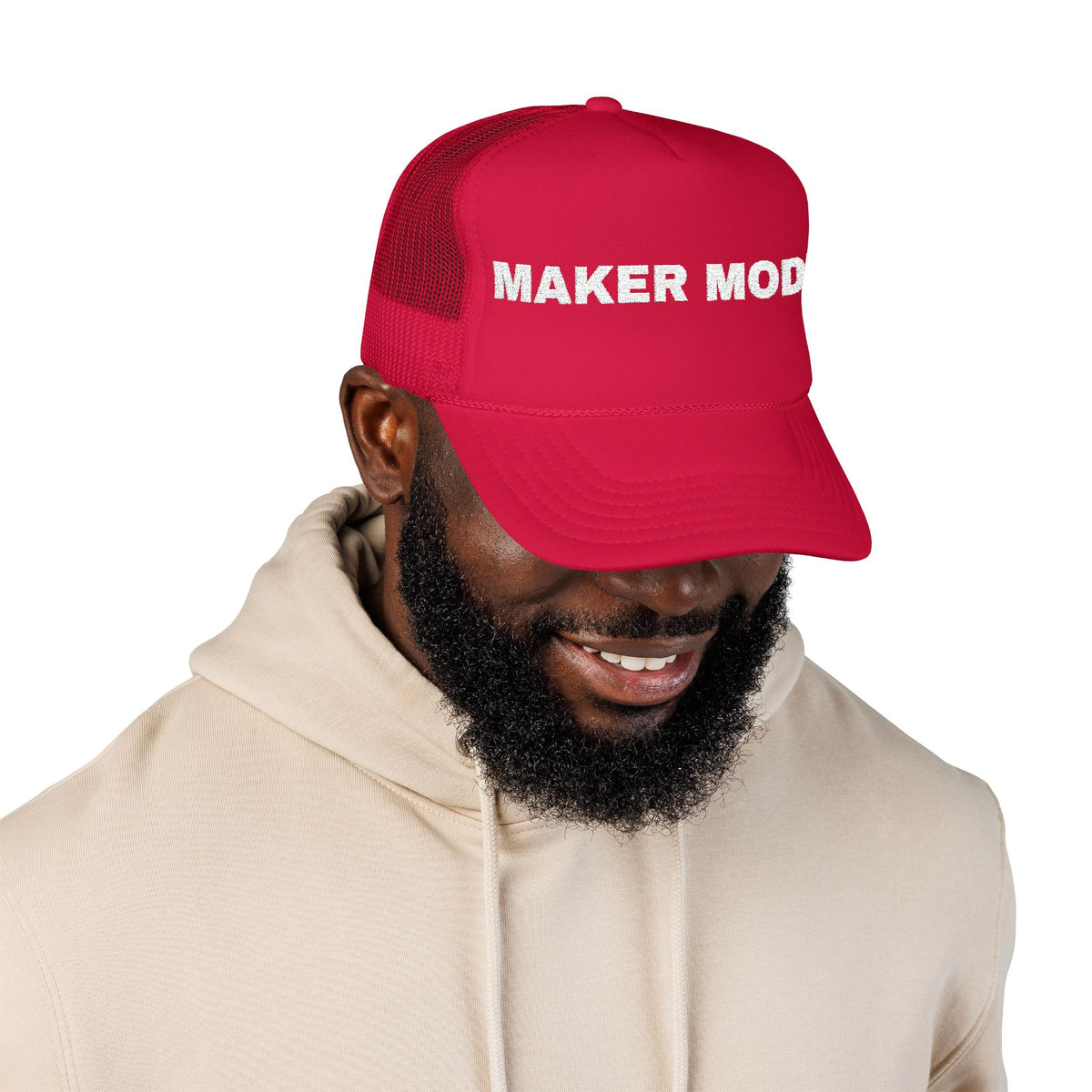 PRINTPANDA Maker Mode Trucker Hat - One Size, Dark Colors, Embroidered