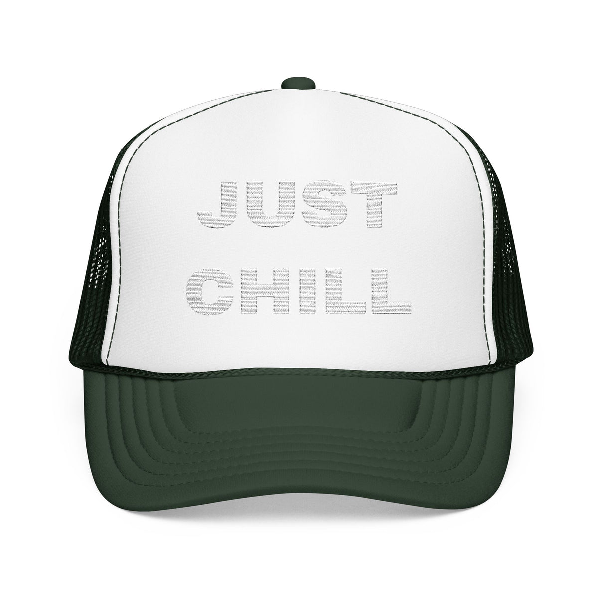 Just Chill Embroidered Trucker Hat – Dark — product photo