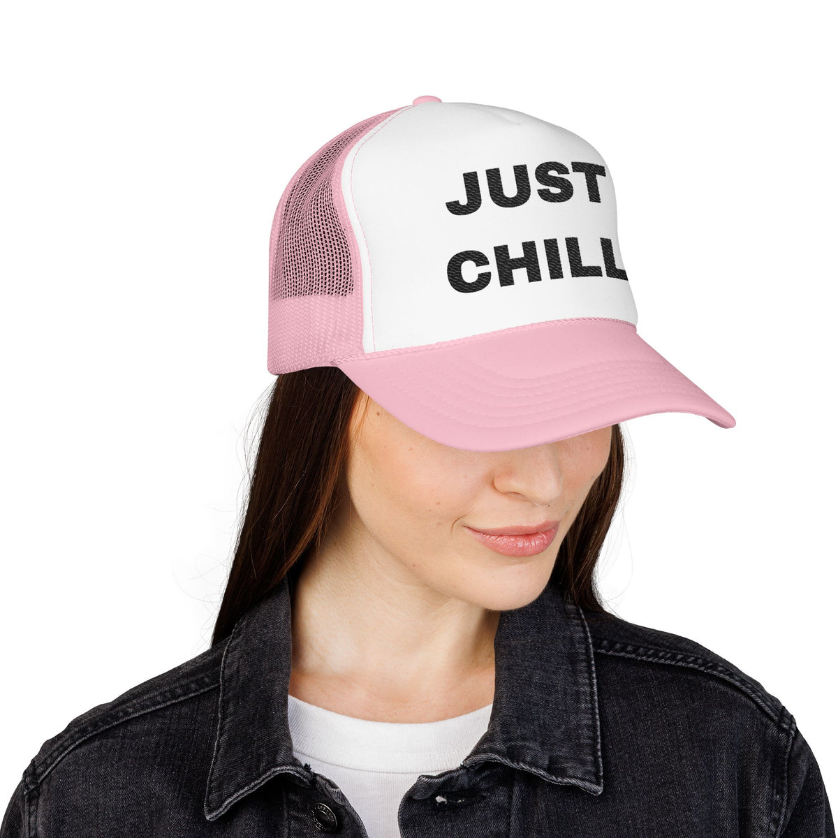 Just Chill Embroidered Trucker Hat – Light — product photo