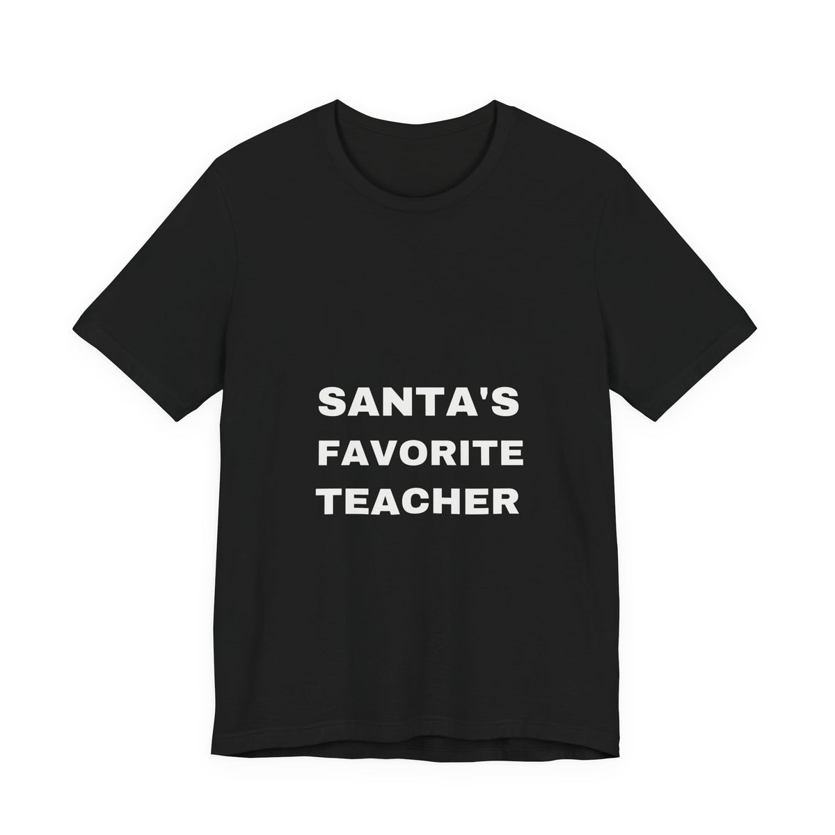 PRINTPANDA Santa's Favorite Teacher T-Shirt - Black or Red, S-2XL, Printed to Order