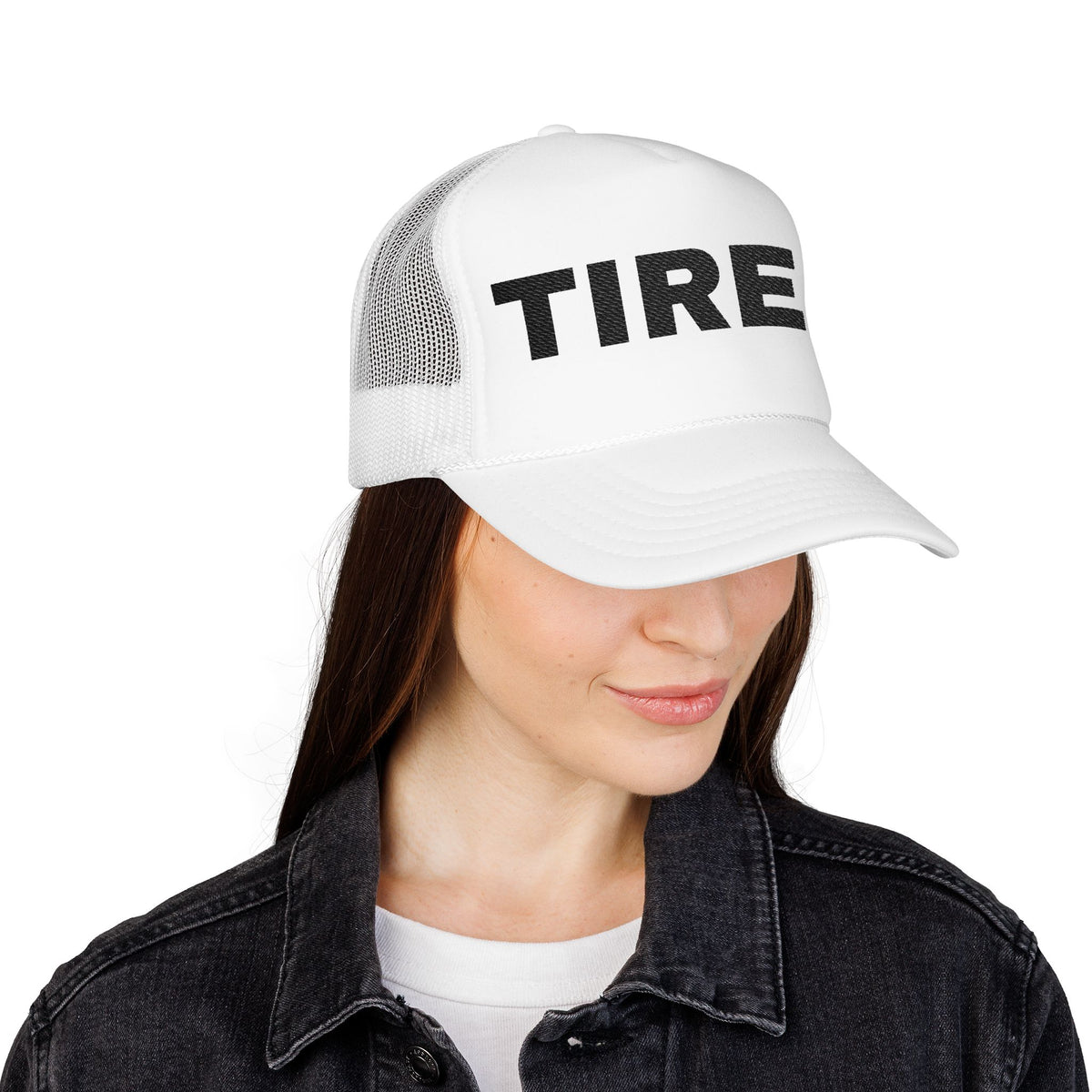 Tired Embroidered Trucker Hat – Light — product photo