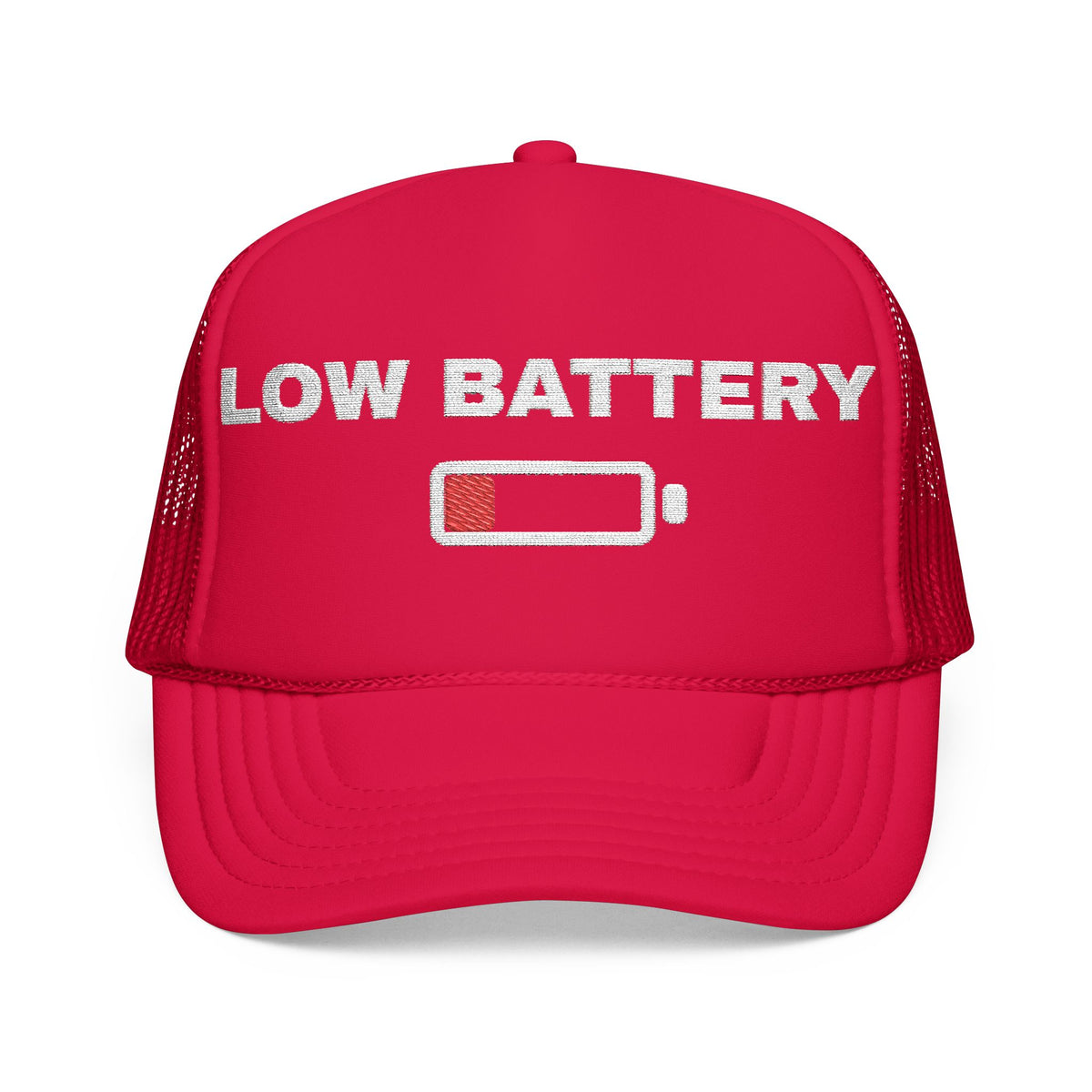 Low Battery Embroidered Trucker Hat — product photo