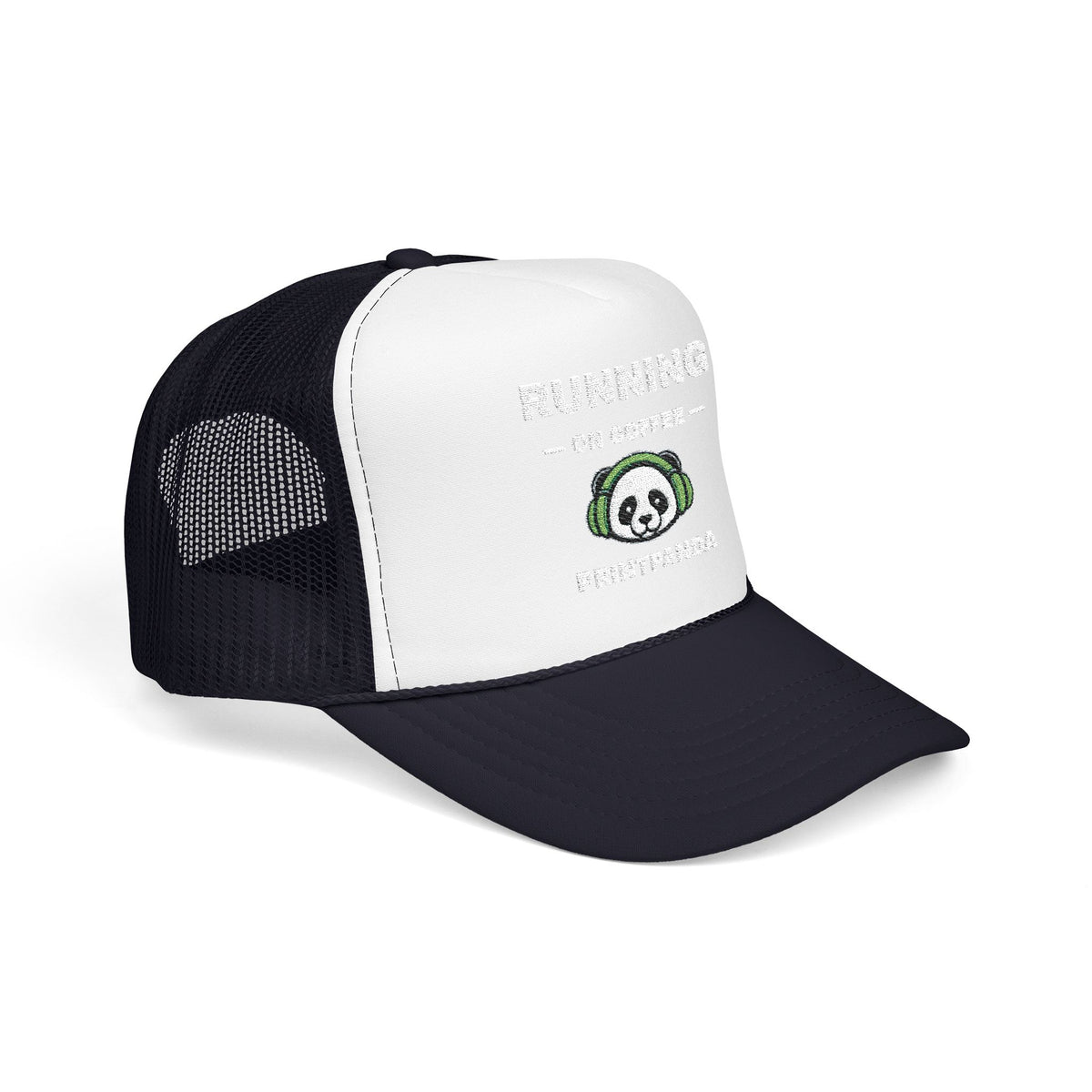 PRINTPANDA Running on Coffee Trucker Hat - One Size, Dark Colors, Embroidered