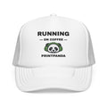 Running on Coffee Embroidered Trucker Hat – Light — product photo