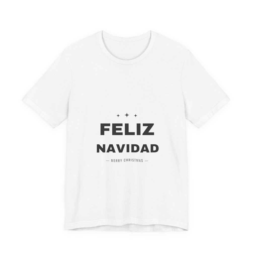 PRINTPANDA Feliz Navidad T-Shirt - Spanish Christmas Design, White, S-2XL