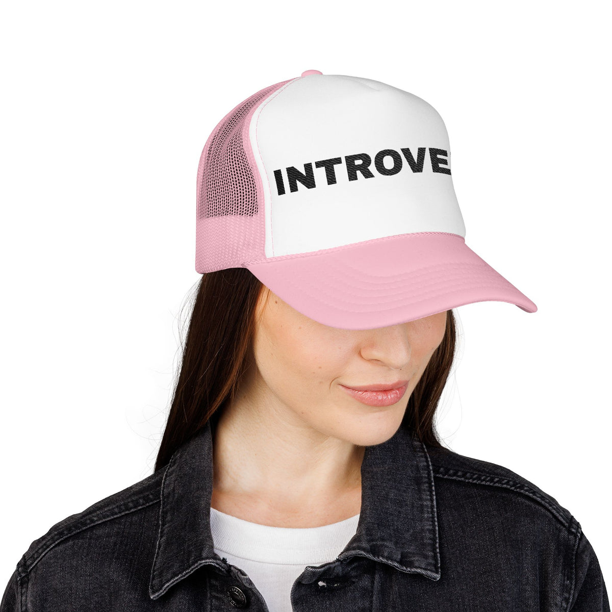 Introvert Embroidered Trucker Hat – Light — product photo