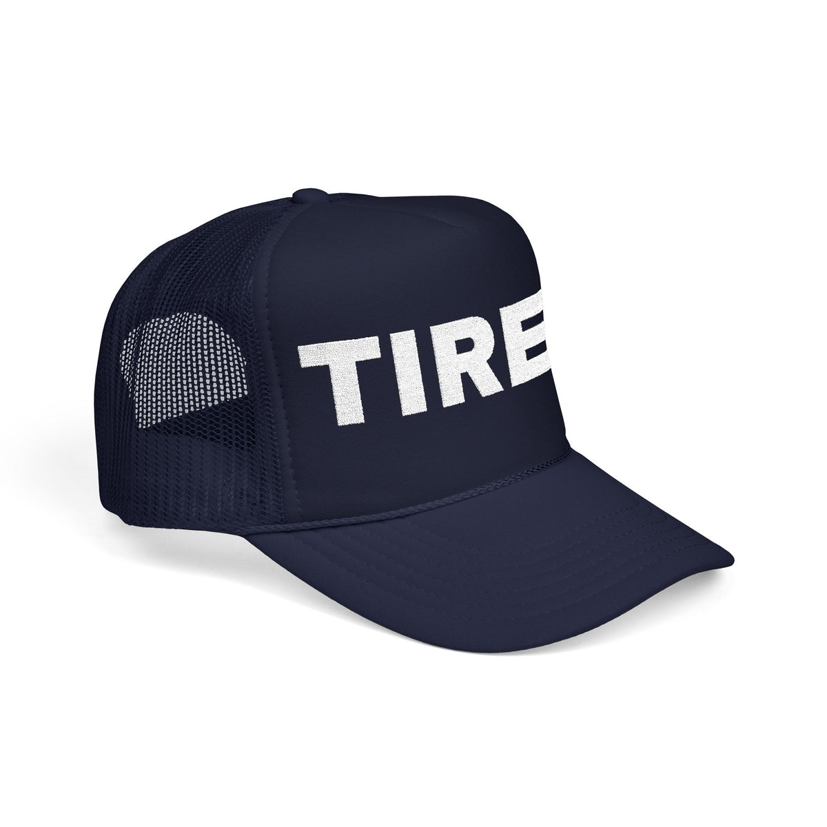 Tired Embroidered Trucker Hat — dark-color product photo