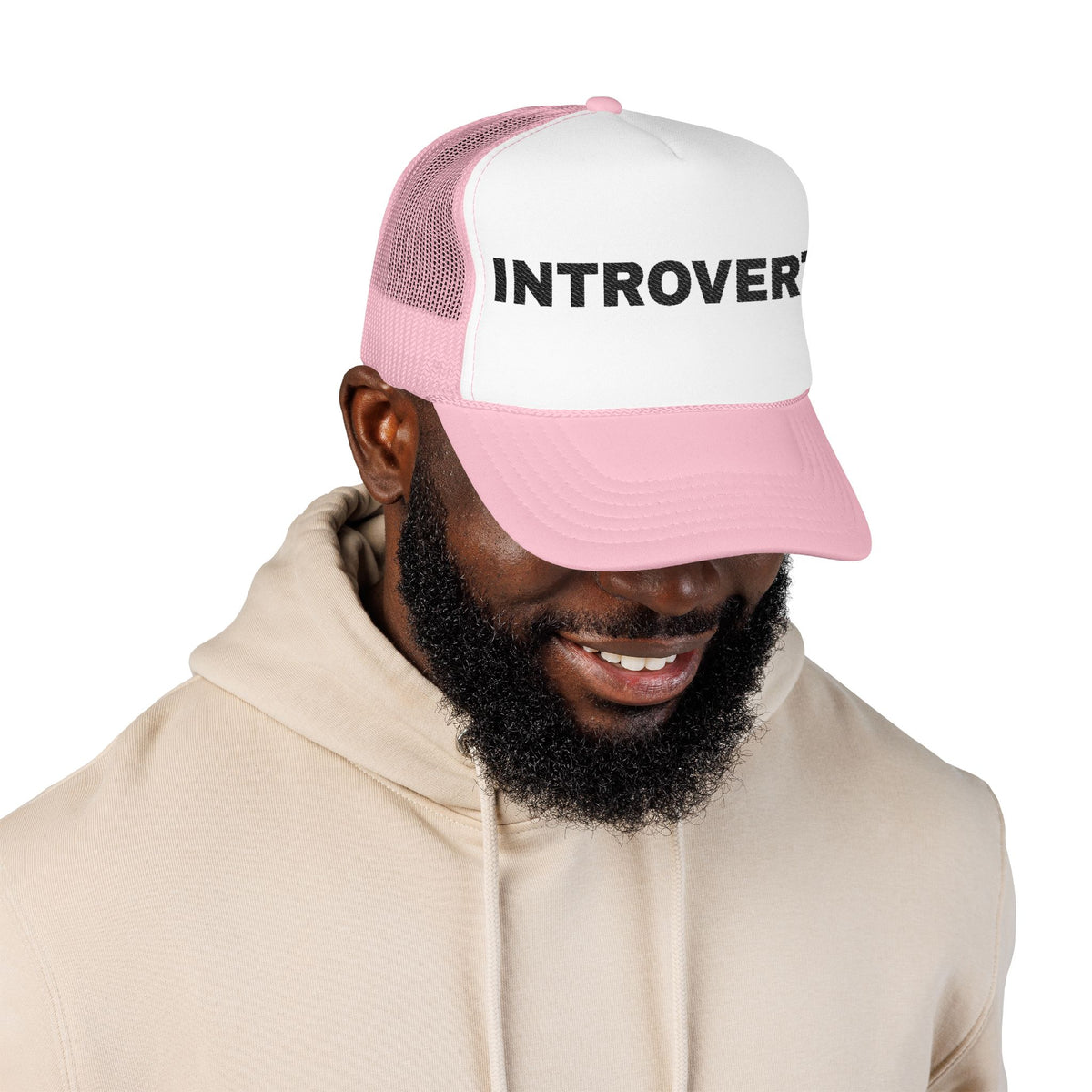 Introvert Embroidered Trucker Hat – Light — product photo