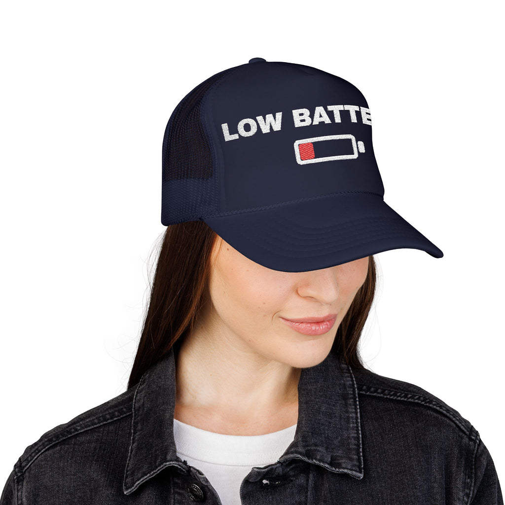 Low Battery Embroidered Trucker Hat — product photo