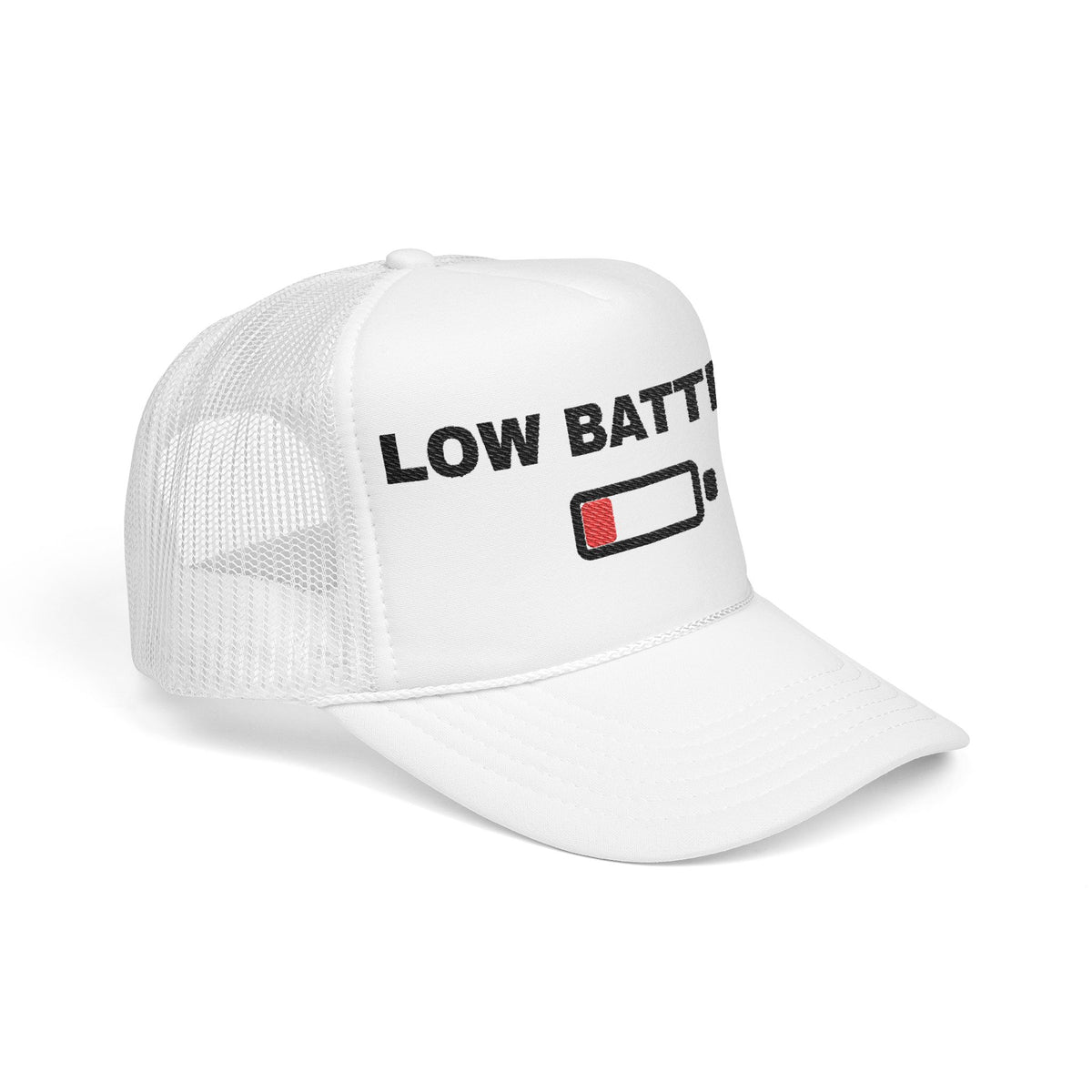 Low Battery Embroidered Trucker Hat – Light — product photo