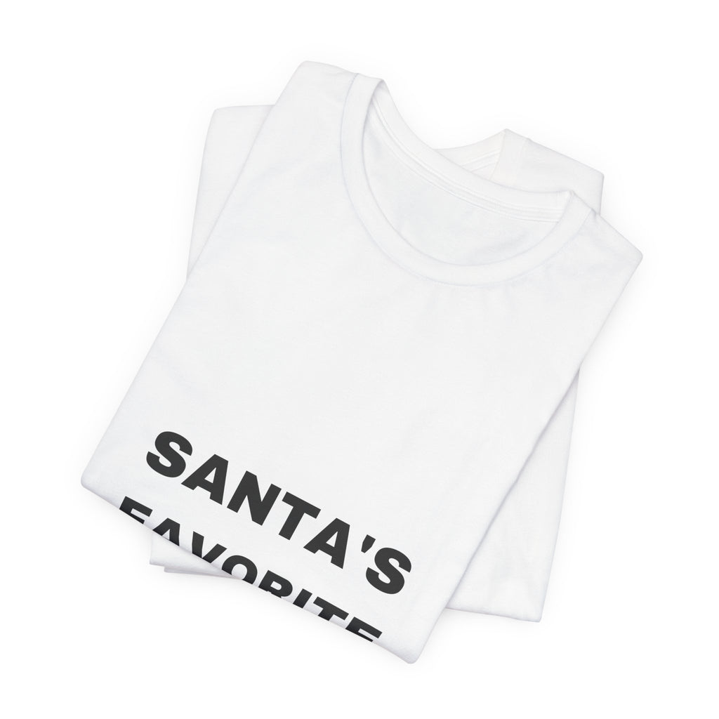 PRINTPANDA Santa's Favorite Teacher T-Shirt - White, S-2XL, Printed to Order