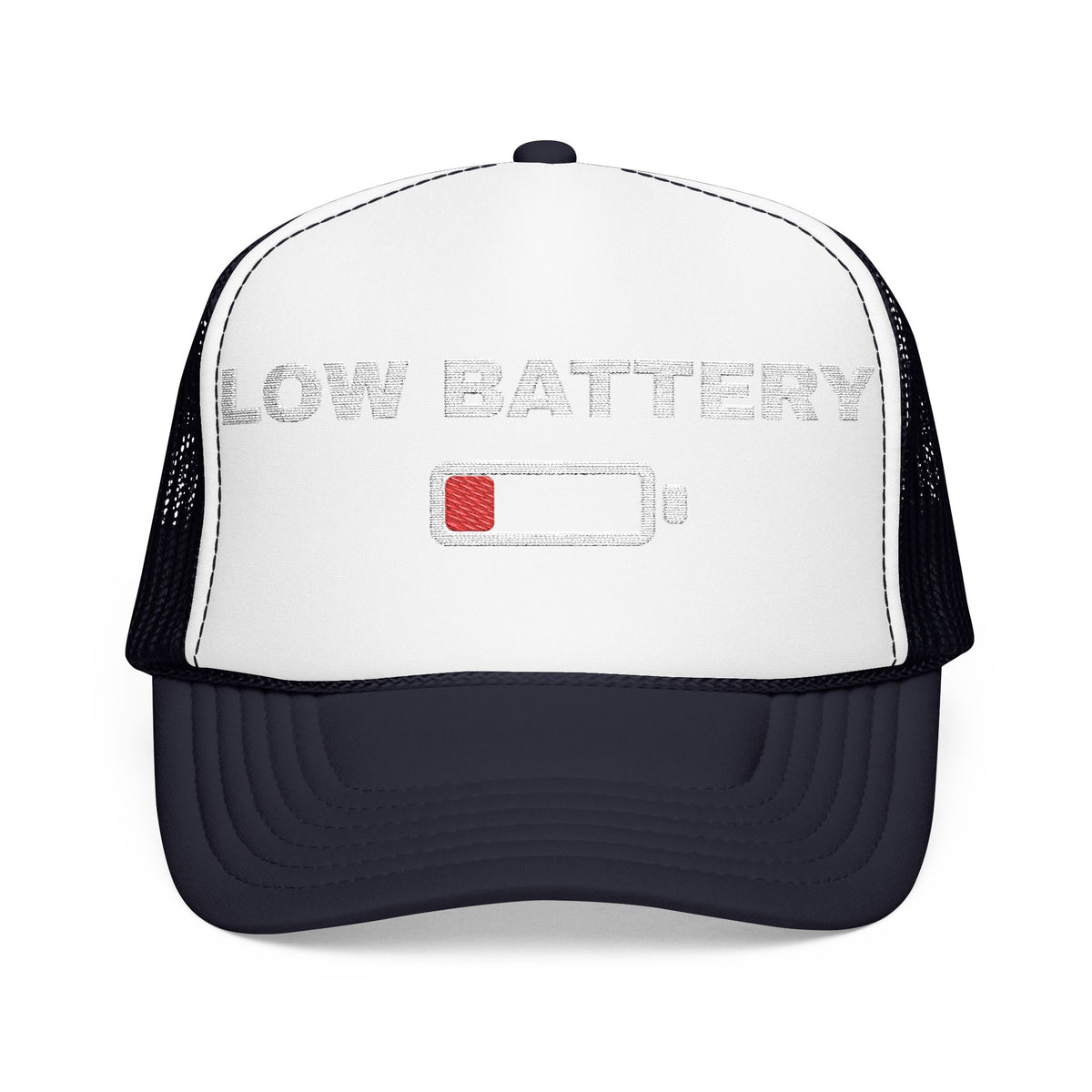 Low Battery Embroidered Trucker Hat — product photo