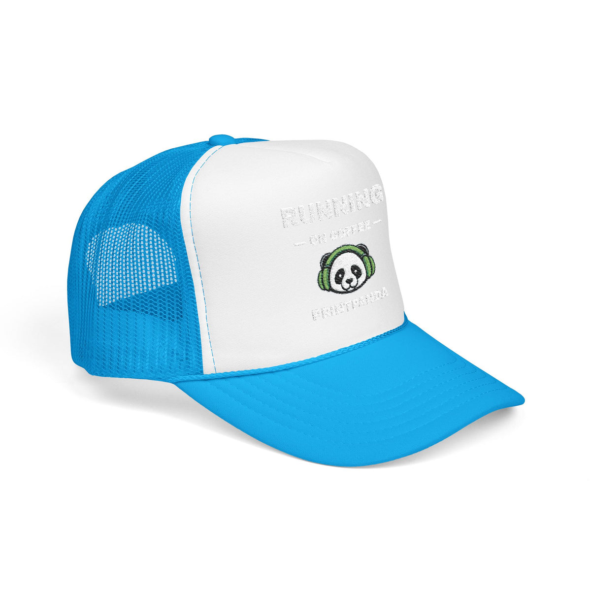 PRINTPANDA Running on Coffee Trucker Hat - One Size, Dark Colors, Embroidered