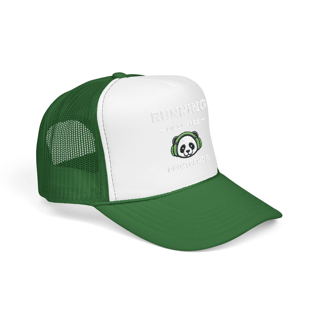 PRINTPANDA Running on Coffee Trucker Hat - One Size, Dark Colors, Embroidered