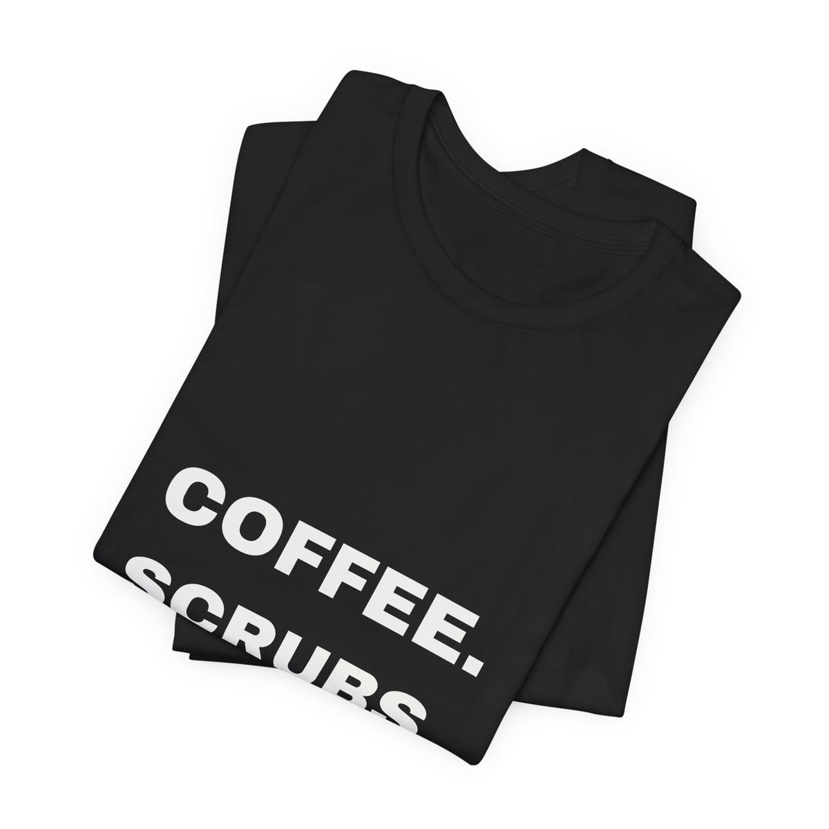 PRINTPANDA Coffee Scrubs Repeat T-Shirt - Black or White, S-2XL, Printed to Order
