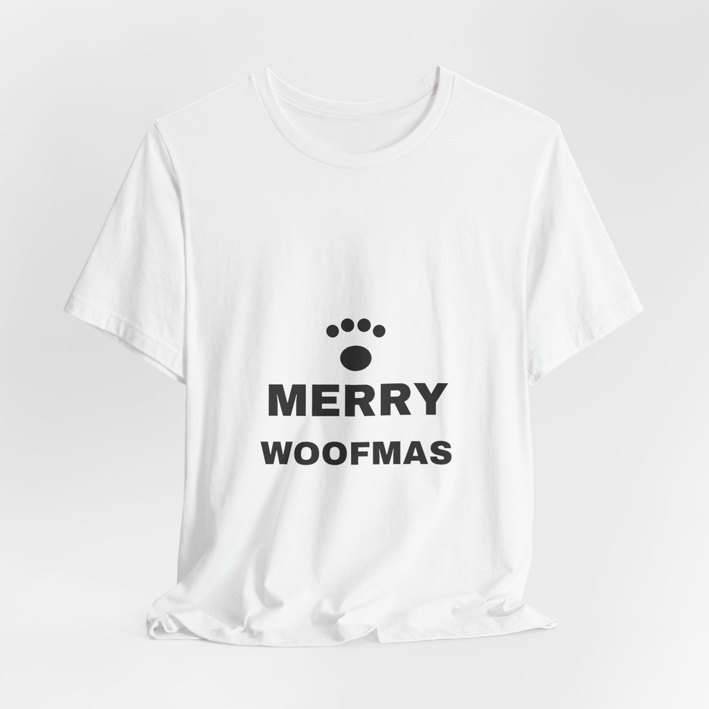 PRINTPANDA Merry Woofmas T-Shirt - White, S-2XL, Printed to Order