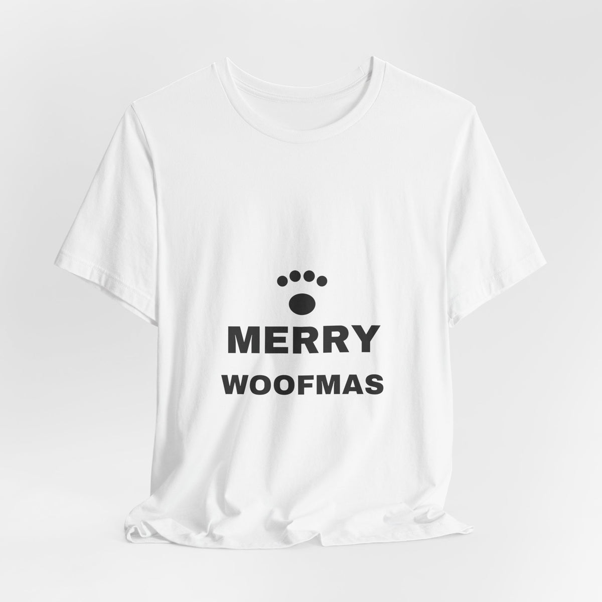 PRINTPANDA Merry Woofmas T-Shirt - White, S-2XL, Printed to Order